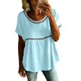 thumbnail image 4 of Delayuji Women's Linen Tshirt Crew Neck Short Sleeve Casual Tee Soft Comfy Versatile Top Summer Daily Wear, 4 of 6