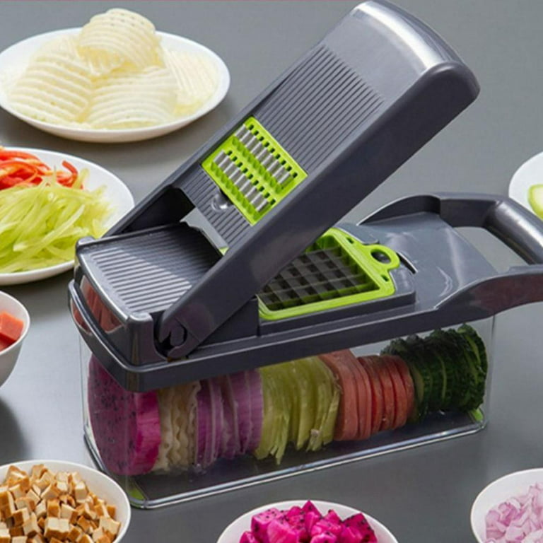 1pc Pink Vegetable Chopper, 16-In-1 Vegetable Cutter Food Chopper With  Container Kitchen Vegetable Slicer/Dicer Cutter Onion Chopper With 8 Blades  One-Button Press To Clean Food Residue