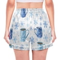 thumbnail image 2 of Women's Silk Pajama Shorts Snowflakes Coffee Cup Pajama Shorts Women's Casual Pajama Shorts with Pockets, 2 of 6