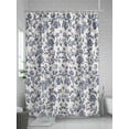 thumbnail image 5 of Blue Floral Leaf Shower Curtain Set, Waterproof Shower Curtains for Bathroom, Retro Farmhouse Plant Tree Branch Washable Fabric Cloth Bath Curtain for Bathtub Decoration with Hooks 72x78 Inches, 5 of 6