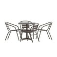 thumbnail image 2 of BizChair 5-Piece Aluminum Outdoor Patio Dining Set with Slat Back Chairs, Bronze, 2 of 13