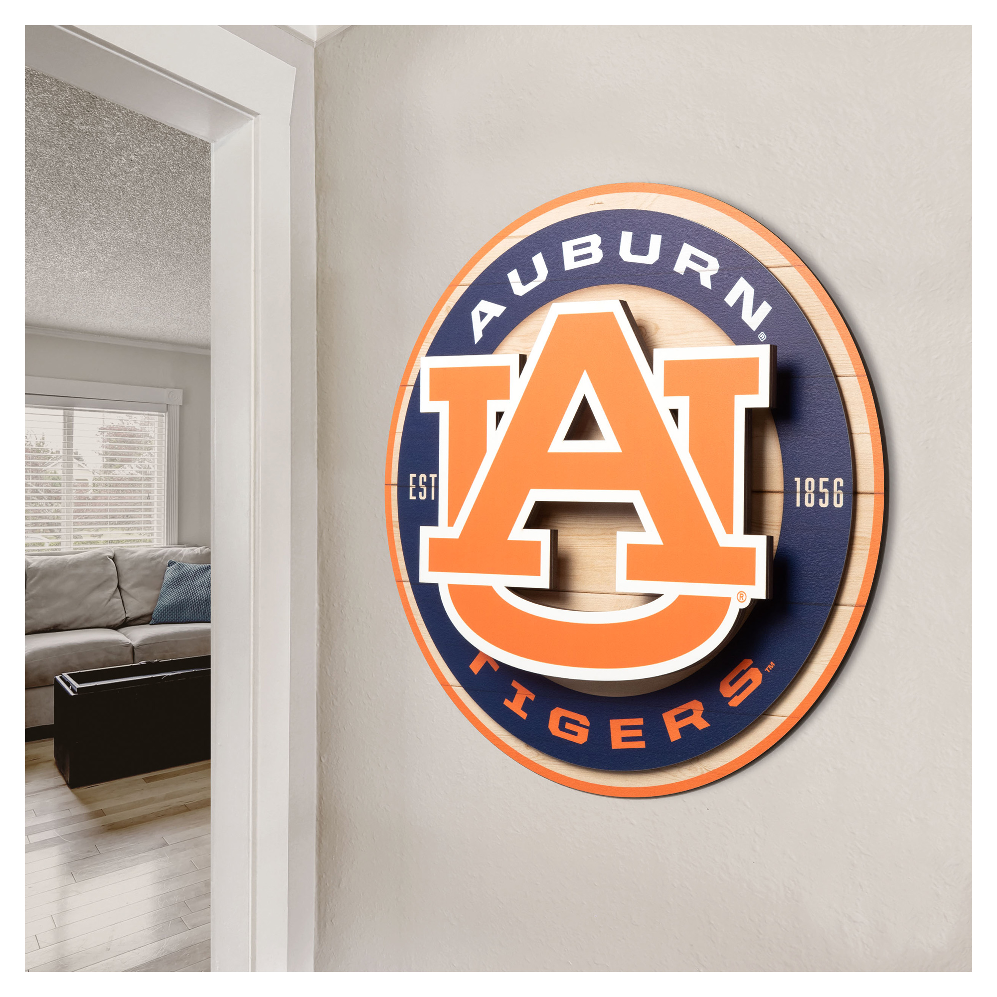 IDNA Auburn Tigers 15" x 15" 3DX Logo Circle Backer Wall Art