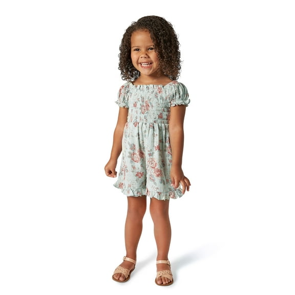 Modern Moments by Gerber Toddler Girl Smock Ruffle Romper, Sizes 12M-5T