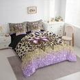 thumbnail image 3 of Manfei Chic Bow Bowtie 7-Piece Bedding Comforter Set,Wild Cheetah Print King Bedding Sets,Purple Gold Brown Bed Sheets For Girls Teens,Ultra Soft Home Decor Reversible, 3 of 8