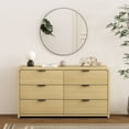 thumbnail image 2 of Grace Modern 60 Double Dresser with 6 Drawers in Natural Oak and Black, 2 of 10