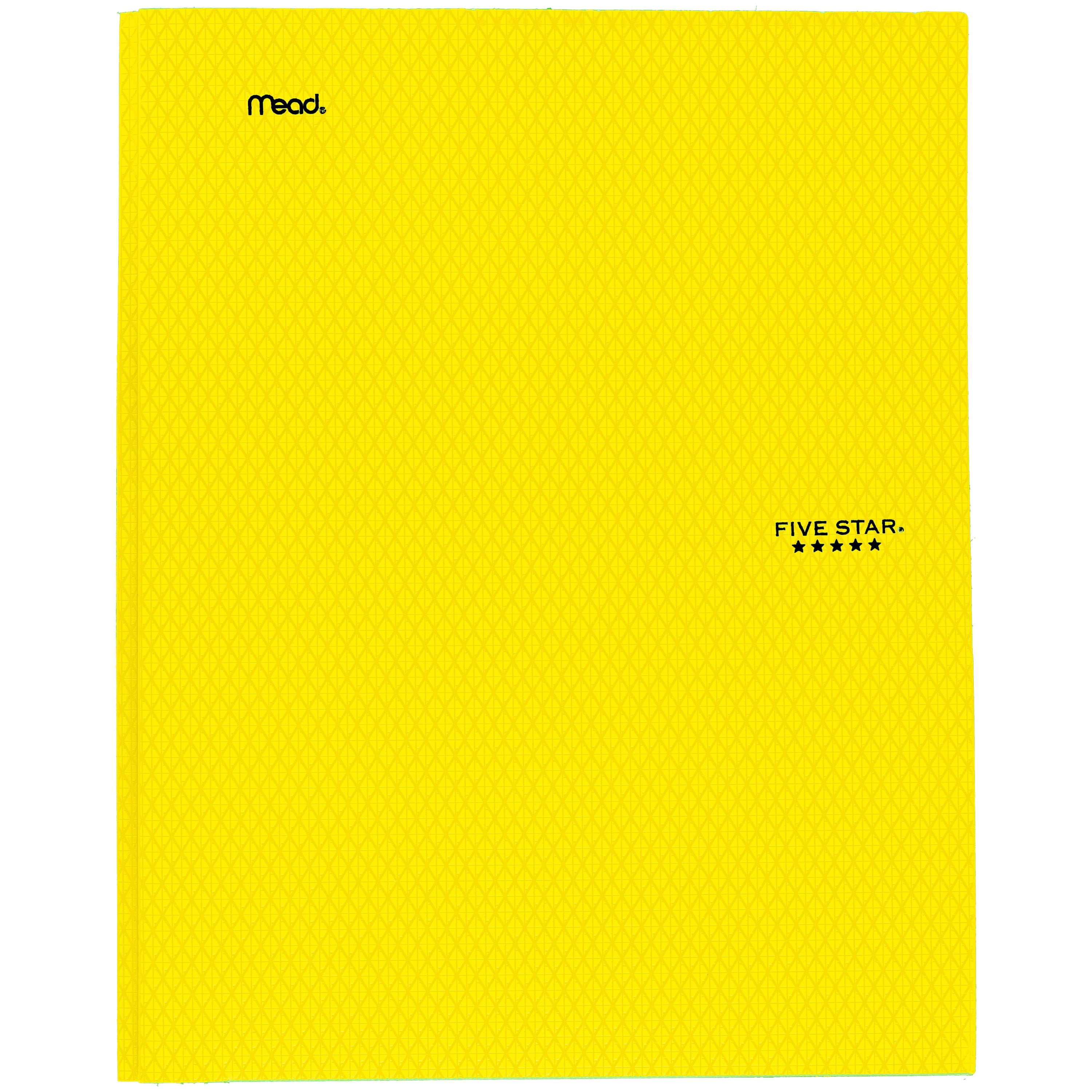 34609 Mead Plastic Five Star Stay-Put 2-Pocket & 3-Prong Folder Yellow 