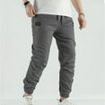 thumbnail image 3 of Mens Elastic Waist Pants with Drawstring Casual Slim Fit Jogger Pants with Pockets, Gray, S, 3 of 6