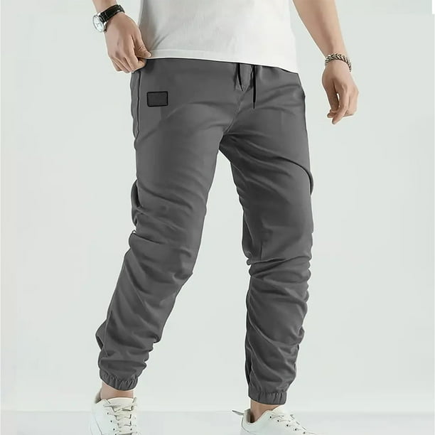 Pantalones largos para hombre, informales, a la moda, con cintura elástica, lisos, para exteriores