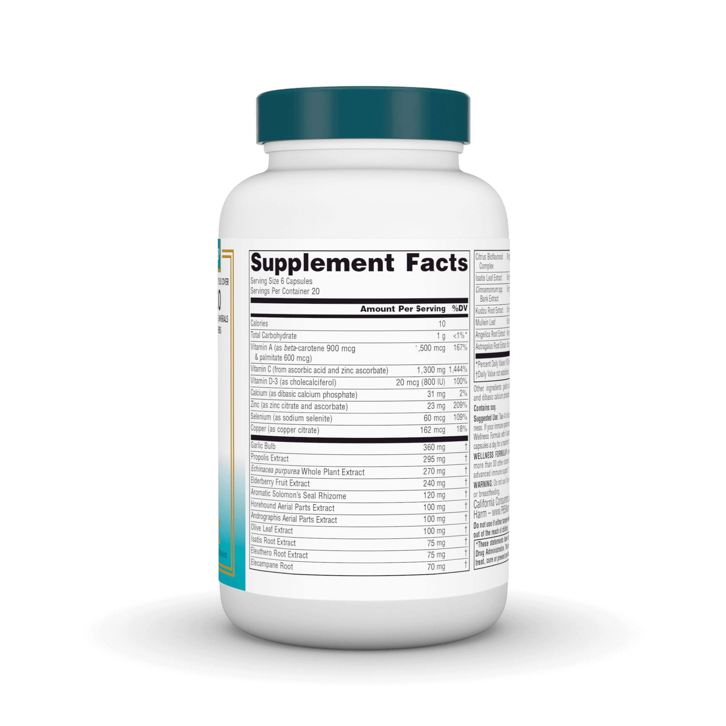 Source Naturals Wellness Formula Bio-Aligned Vitamins & Herbal Defense for Advanced Immune Support* - Dietary Supplement & Immunity Booster - 120 Capsules