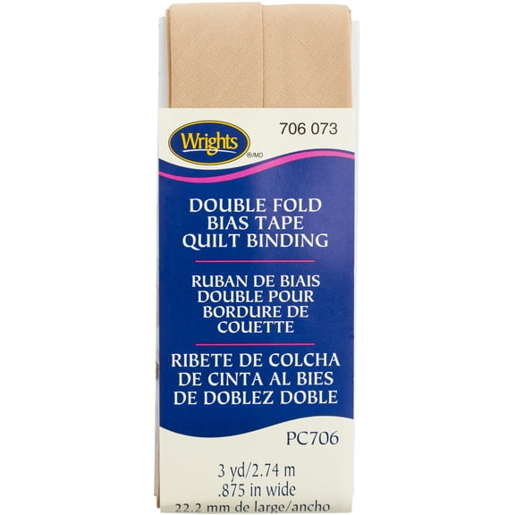 Wrights Double Fold Quilt Binding .875"X3yd-Tan