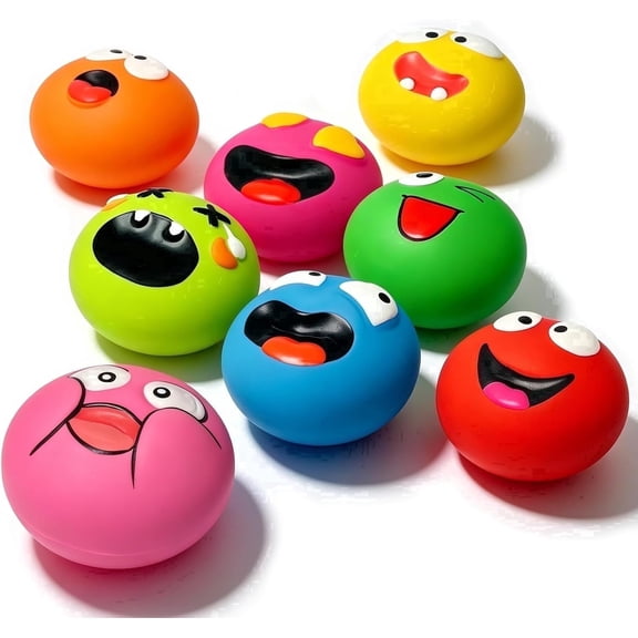 HOLYSTEED Latex Squeaky Dog Toys for Small Breeds, Rubber Puppy Interactive Chew Balls with Squeaker, Floating Pet Toys Indoor & Outdoor Play 8pcs