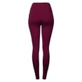 thumbnail image 3 of A2Y Women's Cotton Full Length Waistband High Waist Knit Leggings Burgundy M, 3 of 5