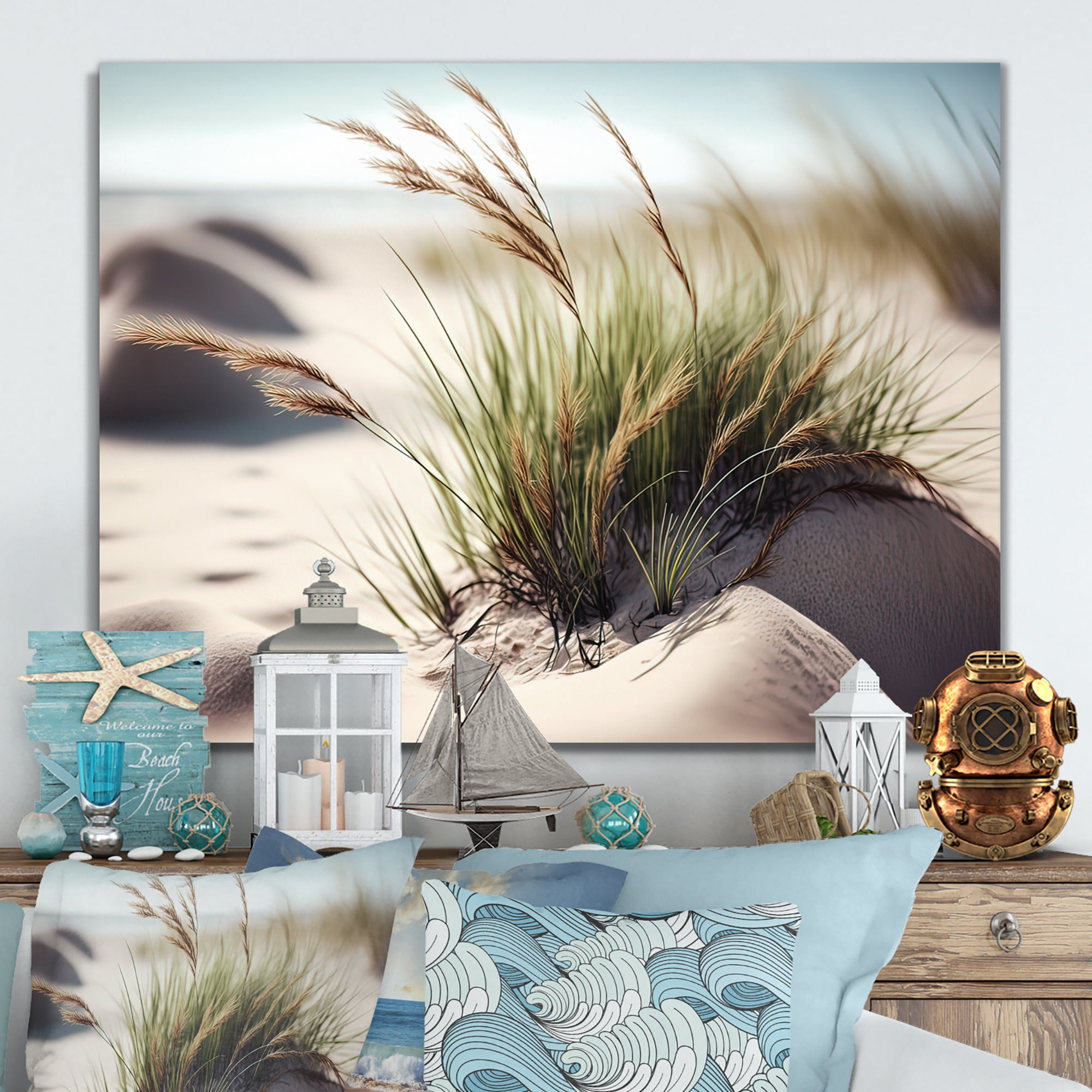 Designart Grass On Sand Dunes II Canvas Wall Art