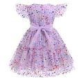 thumbnail image 3 of IBTOM CASTLE Kids Girls Princess Tulle Tutu Dress Flutter Sleeve Star Glitters Rainbow Birthday Party Pageant Summer Dresses 9-10 Years Purple, 3 of 9