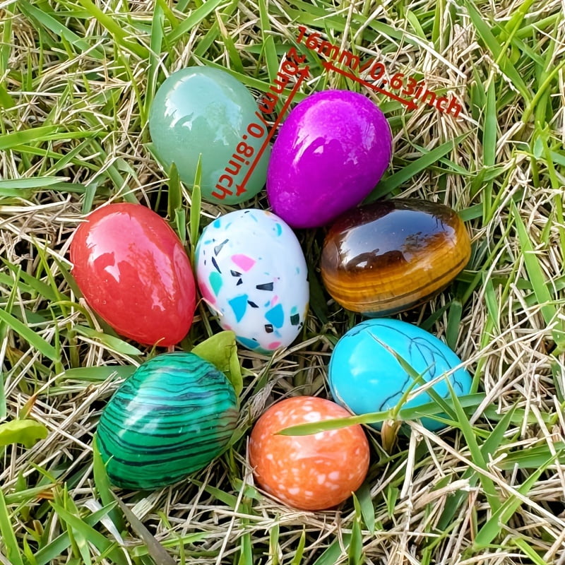 Natural Polished Stone Eggs, Large Mineral Polished Crystal Palm Chakra Eggs, The Perfect Gift for Easter Decoration.