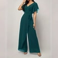 thumbnail image 2 of Women's V-neck Waist Cinched Fashionable Jumpsuit Wide Leg Pants, 2 of 2