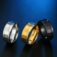 thumbnail image 3 of 8mm Men's Silver/Gold/Black Brushed Bands Stainless Steel Wedding Ring Size 7-11, 3 of 9