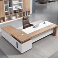 thumbnail image 3 of Standing Study Office Desk Storage Desktop Executive Gaming Office Desk Luxury Salon Scrivania Con Cassetti Office Furniture My Lux Decor Round, 3 of 12