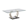 thumbnail image 1 of Mesa de café Benzara flotante con tapa de cristal de metal 71x127x47 cm, 1 of 5