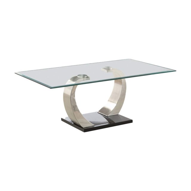 Mesa de café Benzara flotante con tapa de cristal de metal 71x127x47 cm