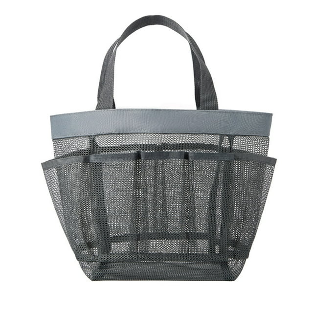 Guardoinrt Multi Pocket Mesh Swimming Bag Portable Travel Storage Lightweight And Foldable Portable Shower Bag grey