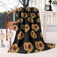 thumbnail image 2 of Black Yellow Green Leaf Sunflower Pattern Blanket,Comfortable Soft Flannel Throw Blanket,All Season,Warm Lightweight Blankets for Sofa Bed Couch Living Room Chair,60"x80", 2 of 4