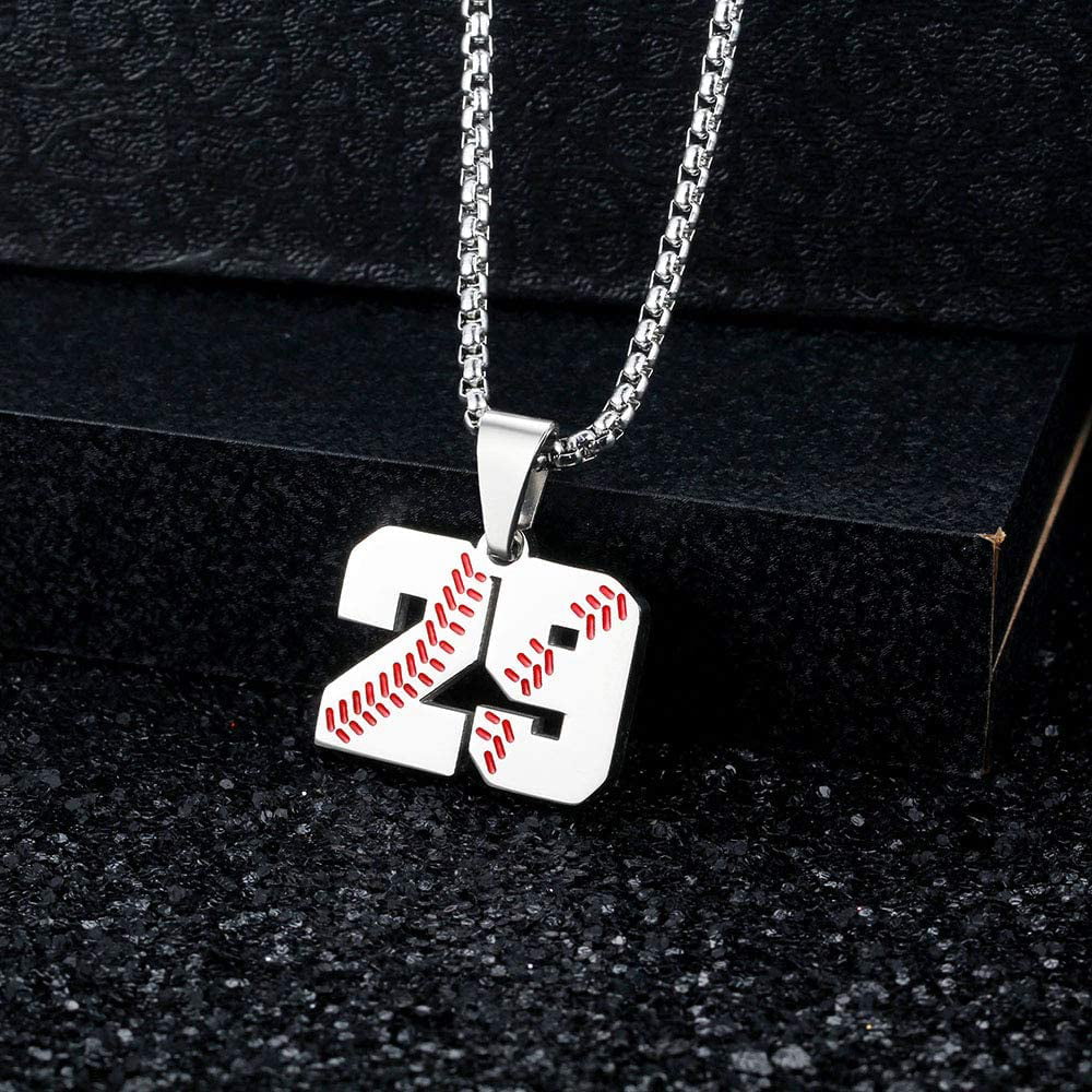 TLIWWF Inspiration Baseball Jersey Number Necklace Stainless Steel Charms Number Pendant for Boys Men 