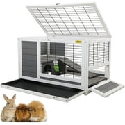Coziwow Wooden Rabbit Hutch Hamster Cage Small Animals House, Gray
