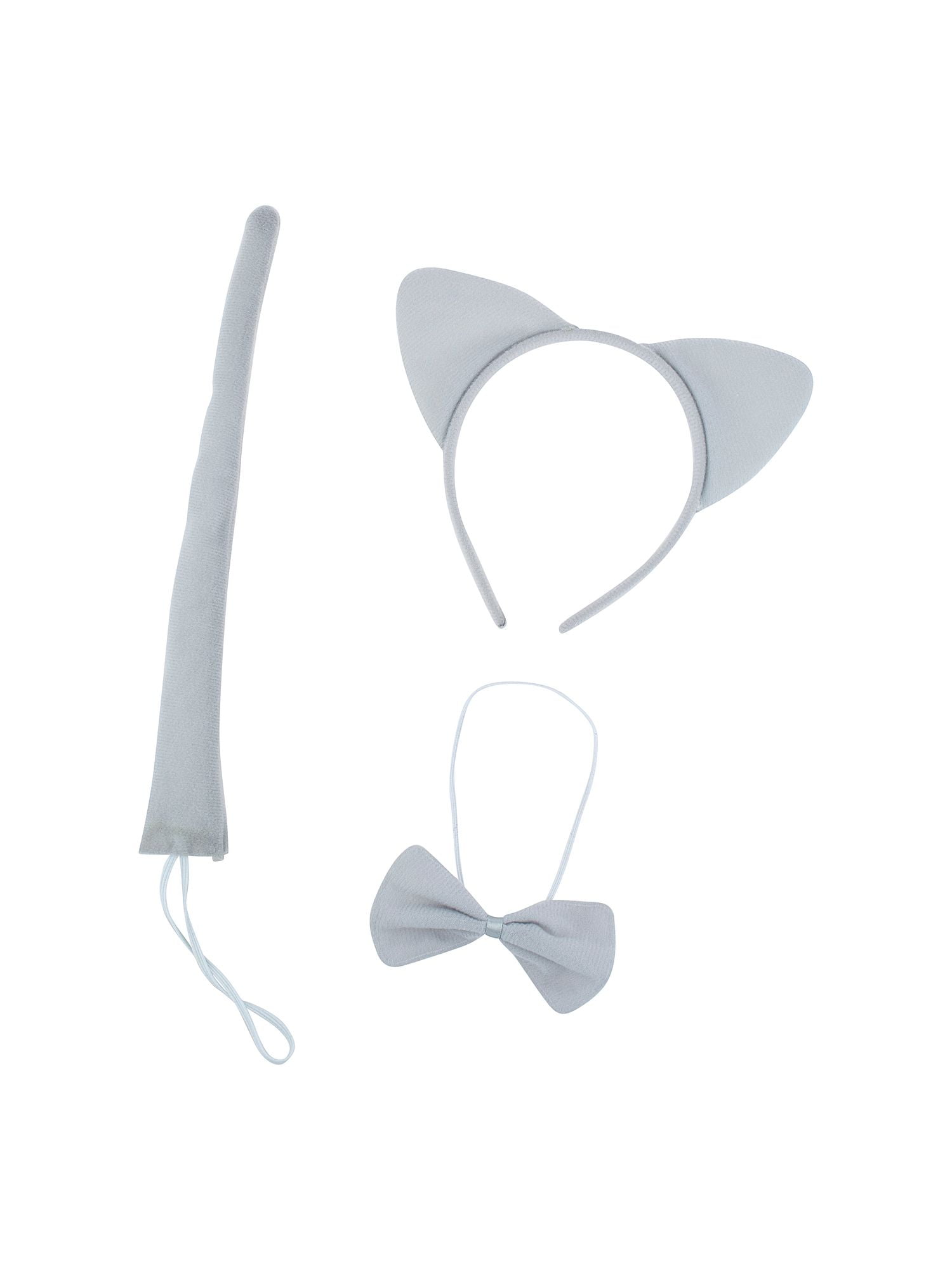 WHITE CAT Animal Fancy Dress Set Ears Tail & Bow Tie Kit Costume Accessory Book 