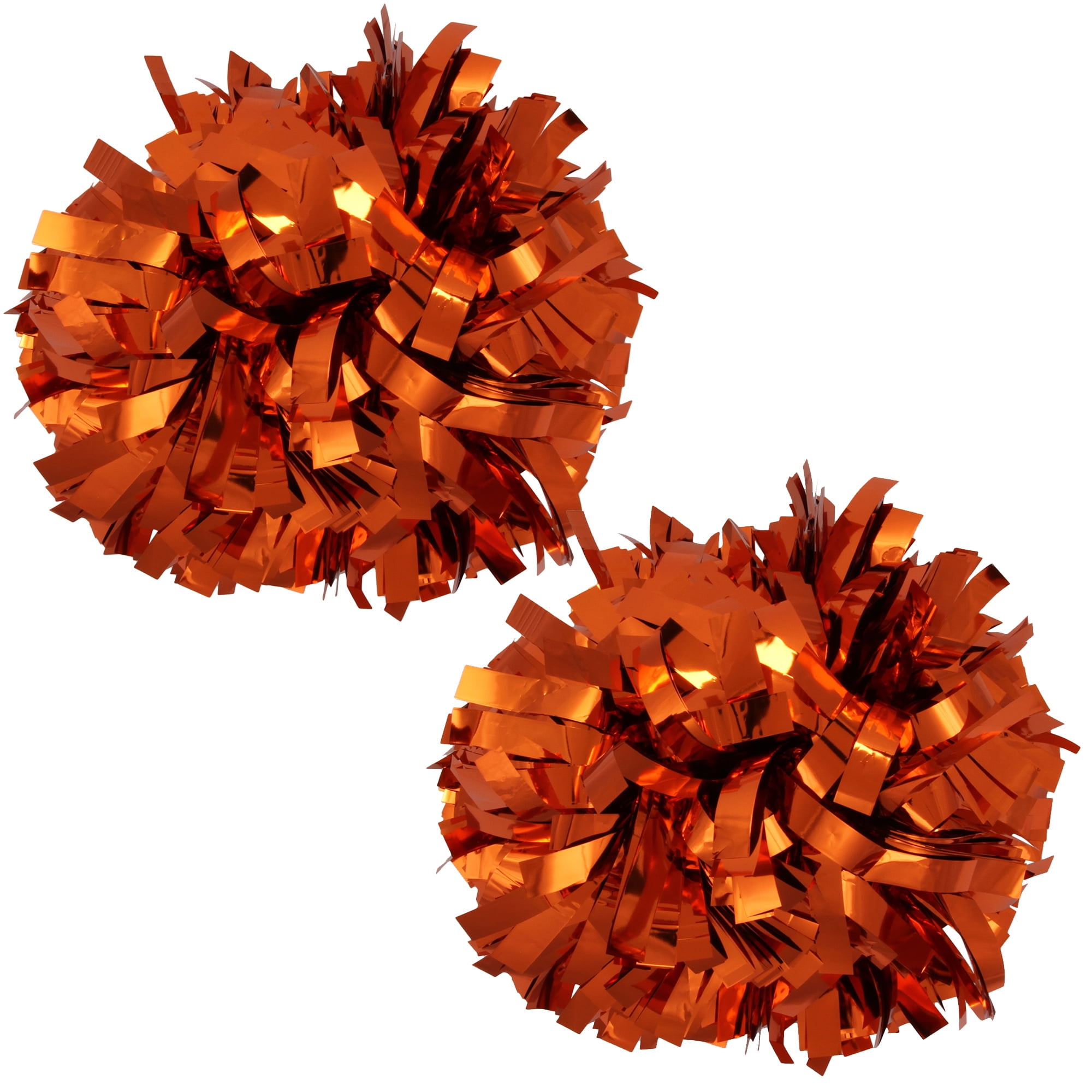 ICOCHEER Metallic Cheer Pom Poms Cheerleading Cheerleader Gear 2 Pieces One Pair Poms, Orange