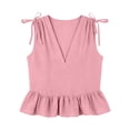 thumbnail image 3 of BUIGTTKLOP Women's Babydoll Tank Top Casual Deep V Neck Ruffle Hem Sleeveless Flowy Summer Tops, 3 of 4