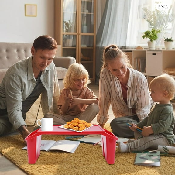 PEAKORA6x Baby Kids Lap Desk Plastic Flat Breakfast Tray with Side Pockets for Car Home