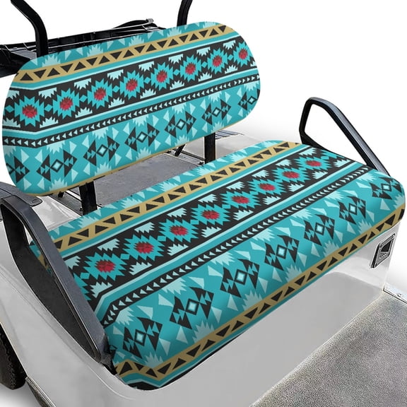 Pzuqiu 2 Pcs Golf Cart Seat Covers Fashion Washable, Compatible with Outdoor Golf Car Seat Golf Seat Covers(Aztec Turquoise)