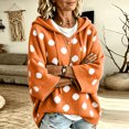 thumbnail image 6 of Domzest Womens Oversized Hooded Knit Sweater V Neck 3/4 Sleeve Drawstring Hoodies 2026 Fall Casual Lightweight Pullover Sweater Plus Size Saffron L, 6 of 7