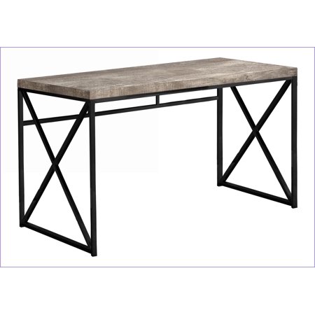 Desks for Home Office 47in Modern Contemporary Computer Desk - Beige Laminate Top Black Metal Base | Taupe | Particle Board
