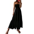 thumbnail image 2 of Blmnix Women's Dresses Strapless Dress Tent Off the Shoulder Dresses Maxi Boat Neck Sleeveless Black Adjustable Waist Womens Summer Dresses Casual,S, 2 of 5