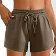 thumbnail image 4 of Uaswgudfs 2-piece set Women's Casual Elastic Waist Drawstring Shorts - 8" Inseam Summer Lounge Shorts with Pockets & Everyday Comfort Brown M, 4 of 9