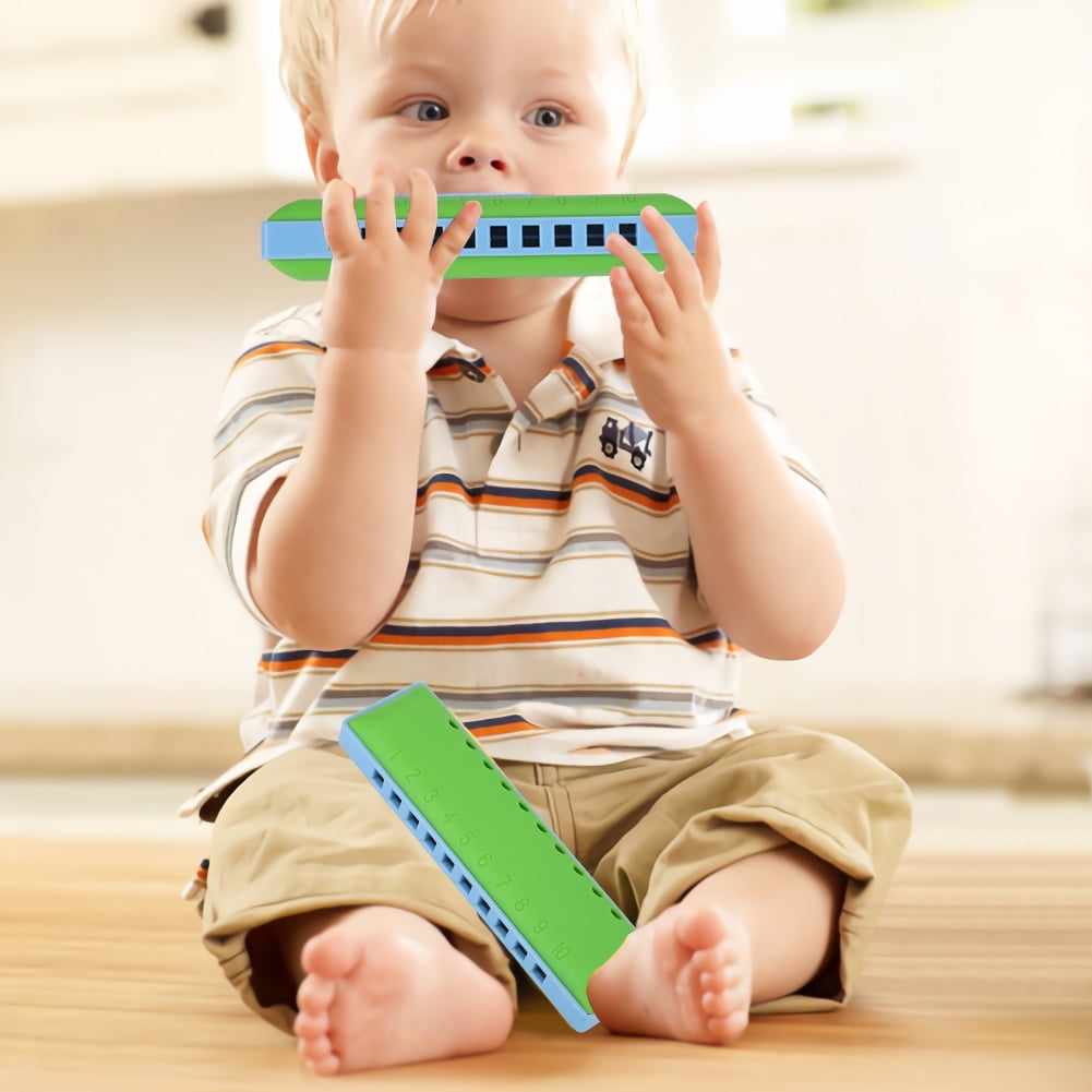 Mgaxyff 10 Hole Resin Mouth Organ Children Toy Harmonica for Kids Rock