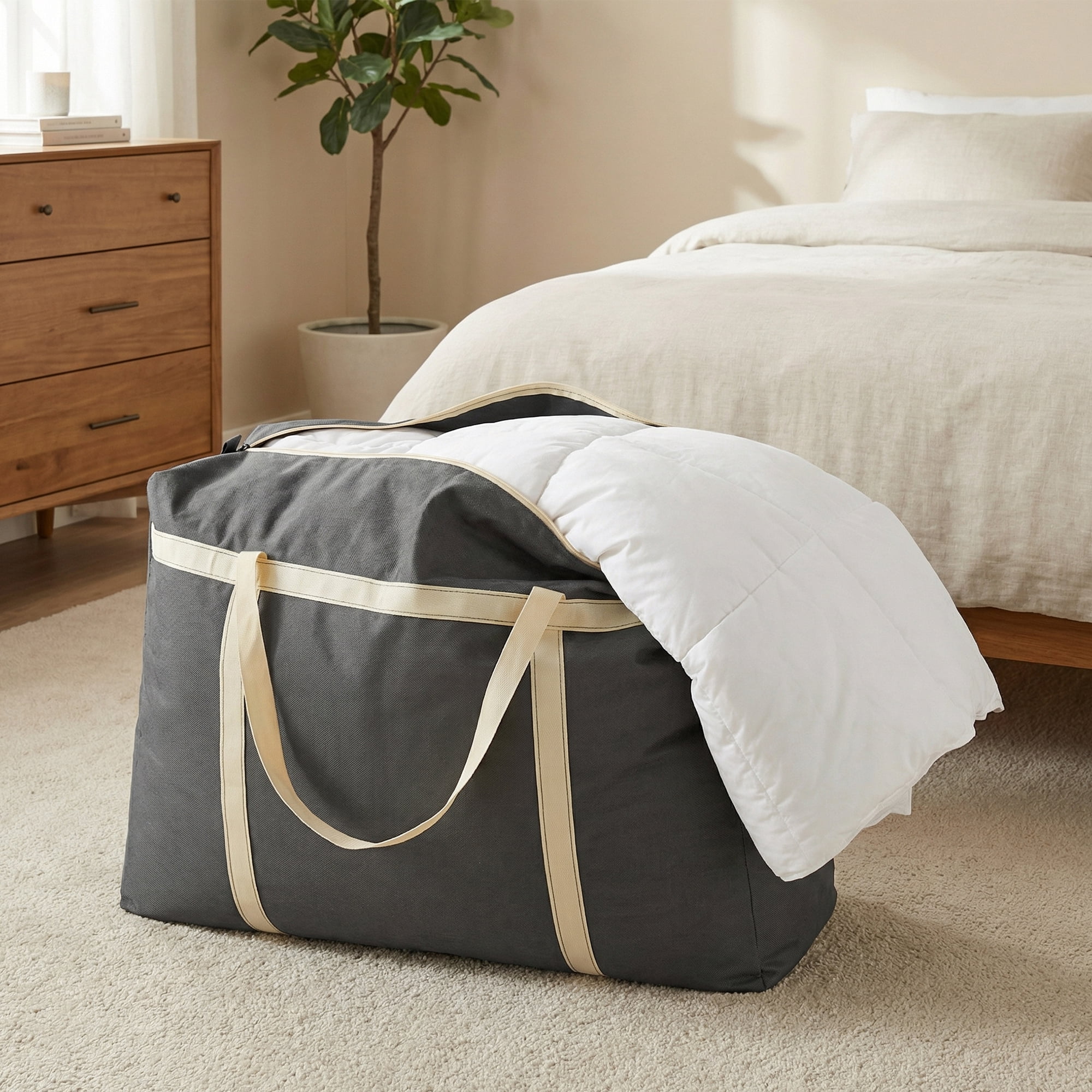 Unique Bargains Foldable Storage Bags for Organizing Clothing Black 22.8"x9.8"x15.7"