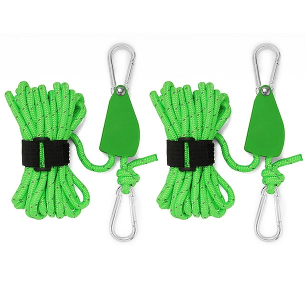Cuerda Ajustable 4mm 4m Tensor Polea para Exteriores WDOplteas 2 Uds Verde