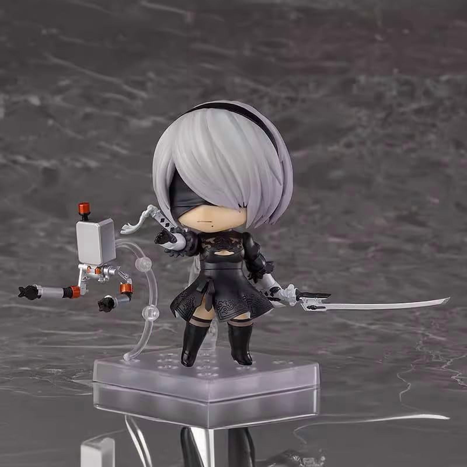 New Yorha 2B Figure, Q Version Fighting Movable Yorha No.2 Type B Anime Figure 10cm/3.9inch PVC Character Figurine Cosplay Model Handicrafts Gift
