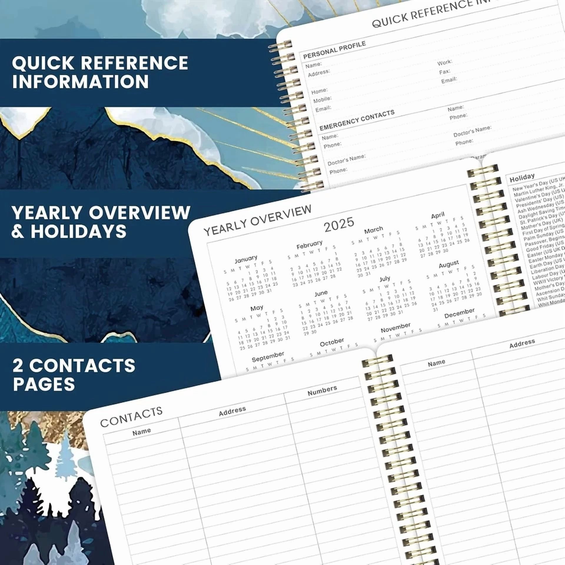 2025 Planner - 2025 Weekly Planner Spiral Bound, Weekly & Monthly Planner With