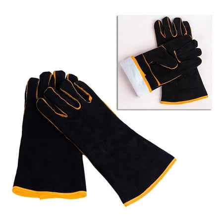 

Leather Gloves Fireproof Welding Wear-resistant Canvas Microwave Protection Long Sleeve Work