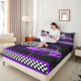 thumbnail image 4 of Manfei Boys Cartoon Automobile Full Size Sheets, Purple Sports Car Bed Sheets, Buffalo Checkered Flag Sheet Sets, Breathable Home Decor, 4pcs, 4 of 7
