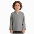 thumbnail image 3 of TOWED22 Boys Long Sleeve Henley Shirts Casual Crewneck Tees with Buttons Soft Shirts for Boys,Grey,9-10 Y, 3 of 7