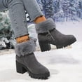 thumbnail image 5 of PiGOGI Short Barrel Boots for Women - Side Zipper Thick Heel Fall Winter Fashion Comfortable Chunky Sole Shoes Dark Gray 43, 5 of 6