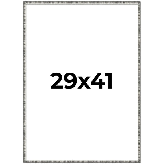 29x41 Frame Silver Grey Distressed Solid Wood Picture Frame | 0.75 Inch Moulding Width | Interior