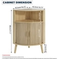 thumbnail image 2 of YANGLI 31.5" Small Floor Corner Cabinet with 2 Fluted Doors & Shelves, Freestanding Narrow Organizer for Living Room, Kitchen – Wood Color, 2 of 6