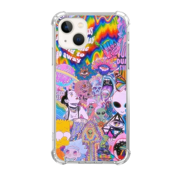 Aliens Trippy Eyes Case Compatible with iPhone 13,Aesthetic Art Design TPU Bumper Bumper Cover Case