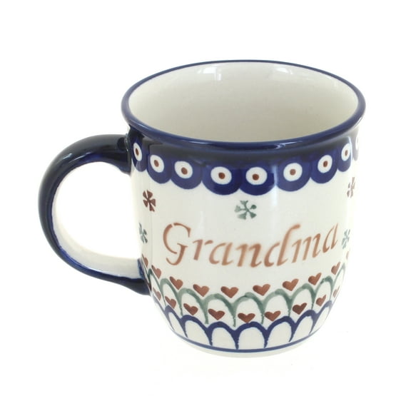 Blue Rose Polish Pottery Grandma Mug